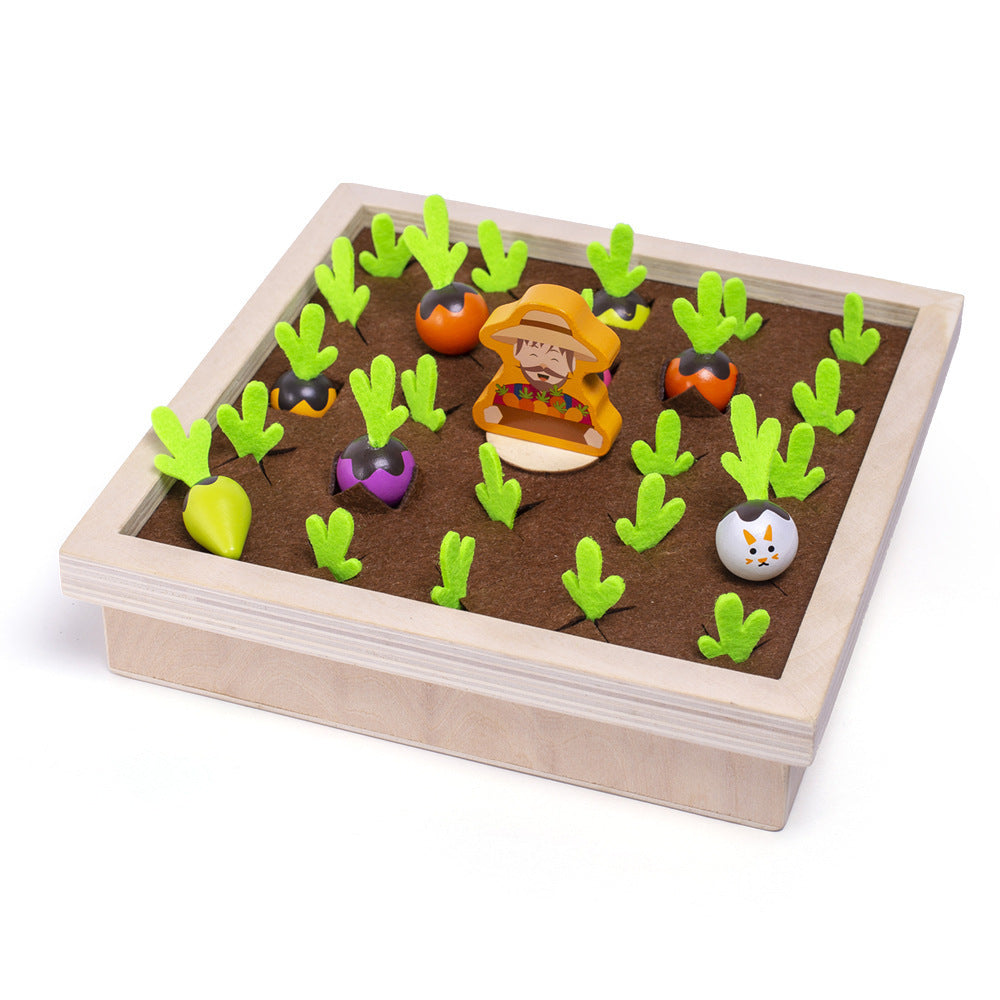 Wooden Farm Pulling Radishes Pattern Memory Chess Montessori Toy