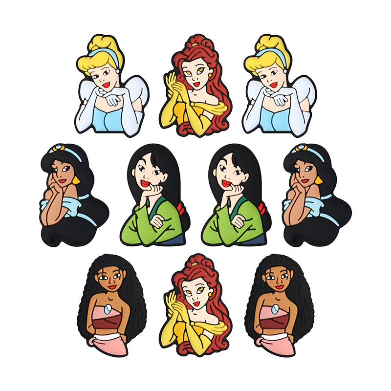 20Pcs Silicone Focal Beads Princess Red Hair Yellow Gloves Holding Hand