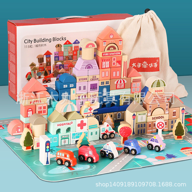 Wooden Building Blocks Educational Montessori Toys for Kids 4