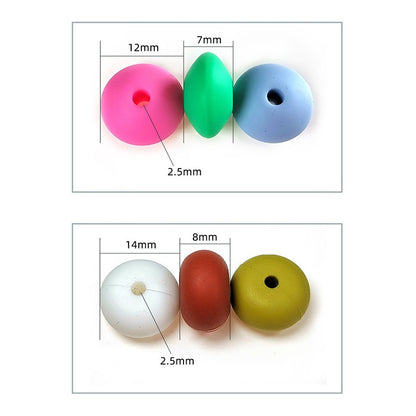 50pcs 12mm Silicone Flat Spacer Beads Solid Color Matte Finish 2