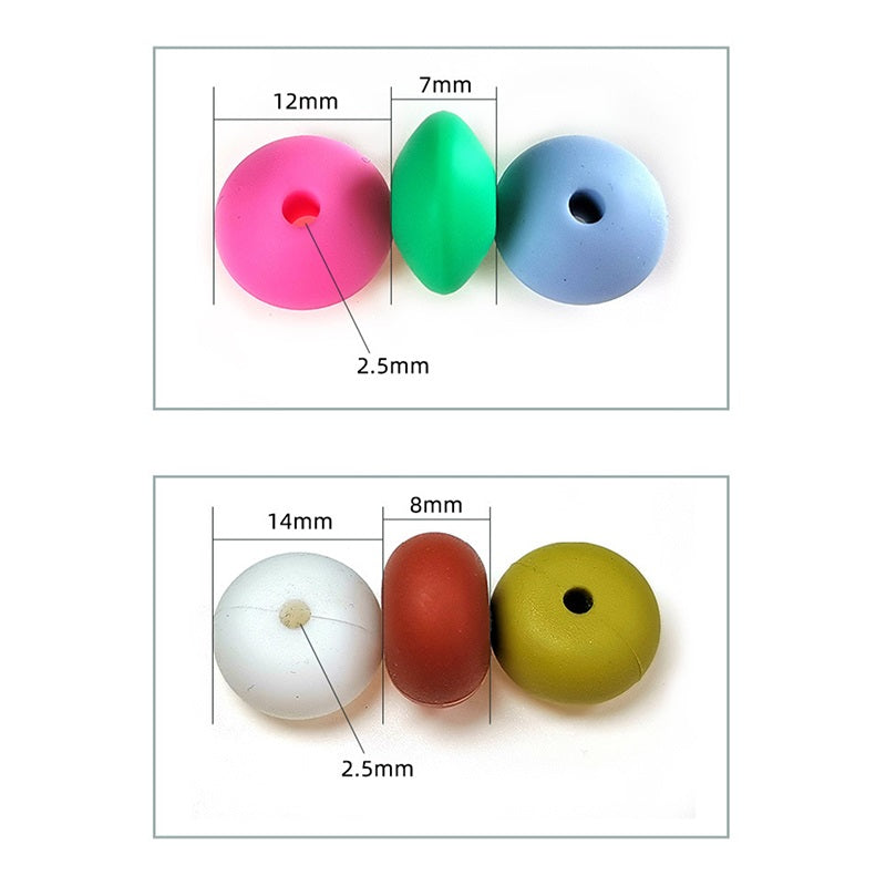 50pcs 12mm Silicone Flat Spacer Beads Solid Color Matte Finish 2