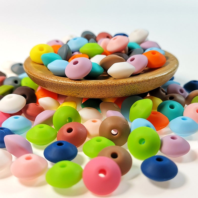 50pcs 12mm Silicone Flat Spacer Beads Solid Color Matte Finish