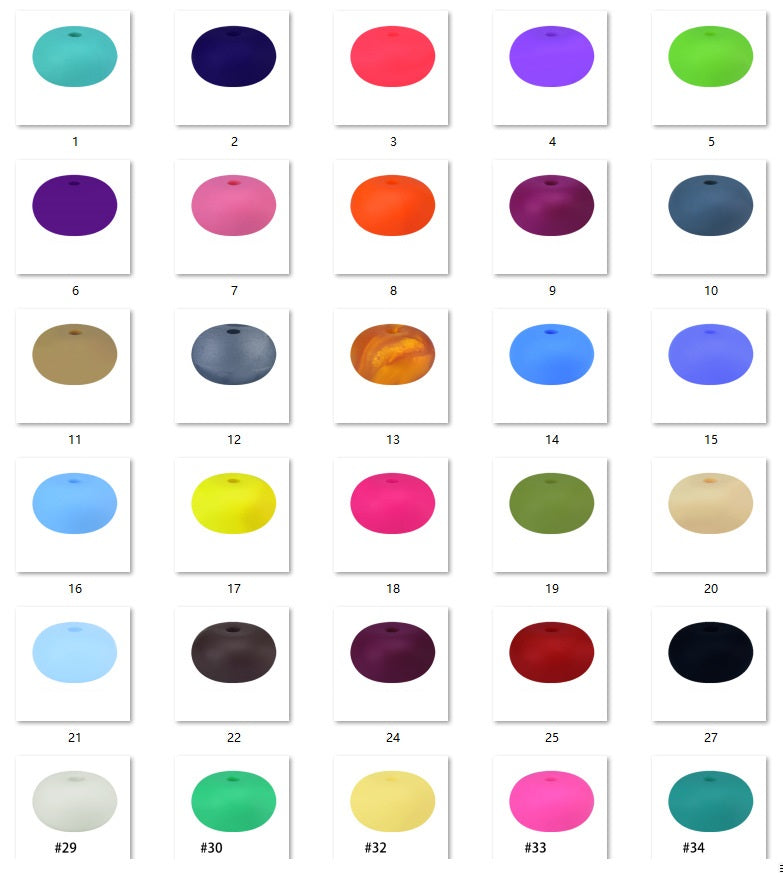 50pcs 14mm Flat Abacus Silicone Beads Solid Color Matte Finish 5