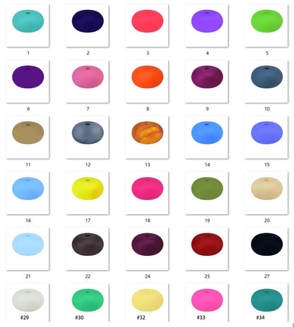 50pcs 14mm Flat Abacus Silicone Beads Solid Color Matte Finish 5