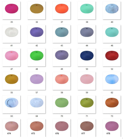 50pcs 14mm Flat Abacus Silicone Beads Solid Color Matte Finish 6