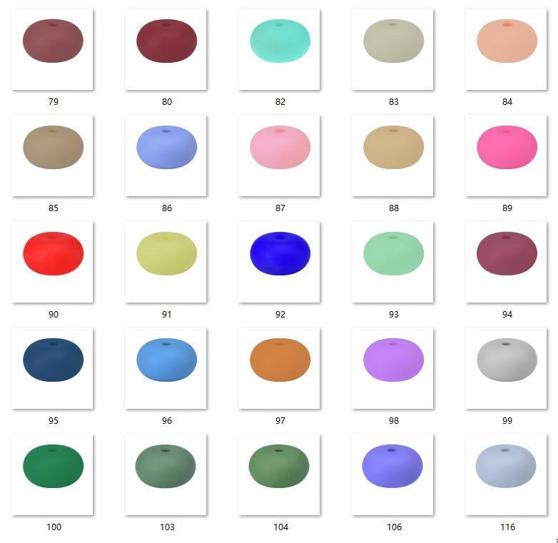 50pcs 14mm Flat Abacus Silicone Beads Solid Color Matte Finish 7