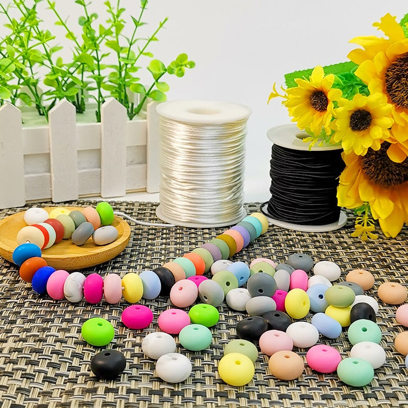 50pcs 14mm Flat Abacus Silicone Beads Solid Color Matte Finish 4