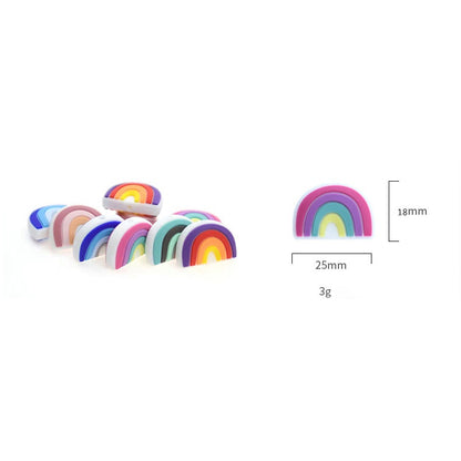 20pcs Silicone Focal Beads Rainbow Layered Arches Design 11
