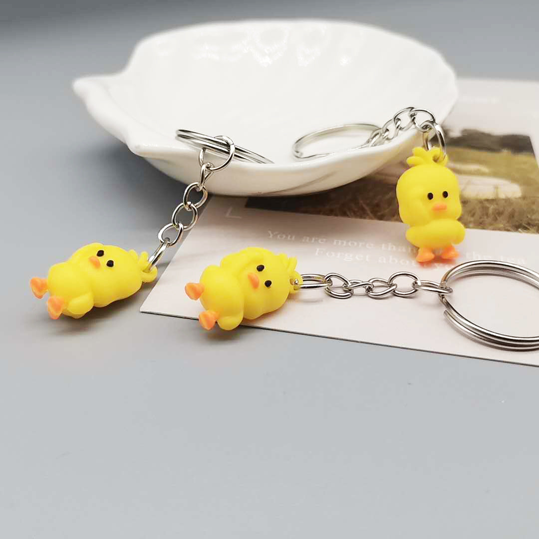 Little Yellow Duck PVC Keychain Cute Cartoon Charm 4