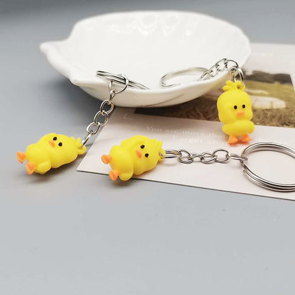 Little Yellow Duck PVC Keychain Cute Cartoon Charm 4