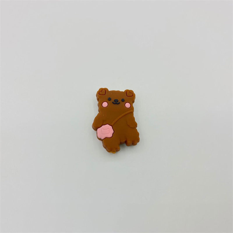 20pcs Silicone Focal Beads Backpack Bear With Heart Pouch 6