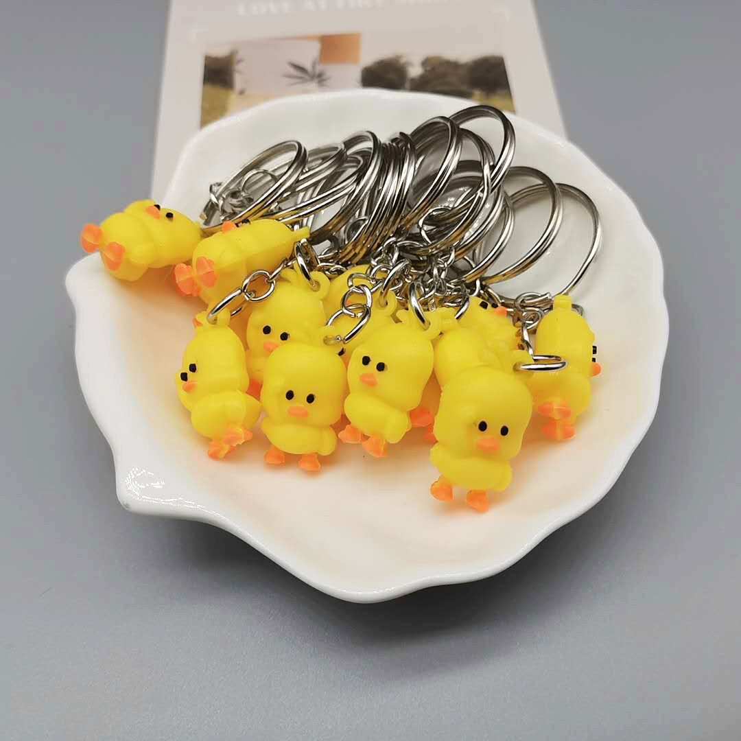 Little Yellow Duck PVC Keychain Cute Cartoon Charm 3