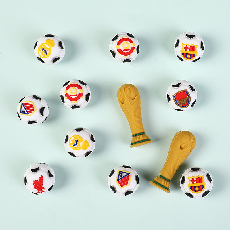 20pcs Silicone 3D Focal Beads World Cup Football Trophy and Soccer Ball Design 3