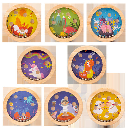 Wooden Handheld Balance Puzzle Toy Rolling Ball Brain Teaser 3
