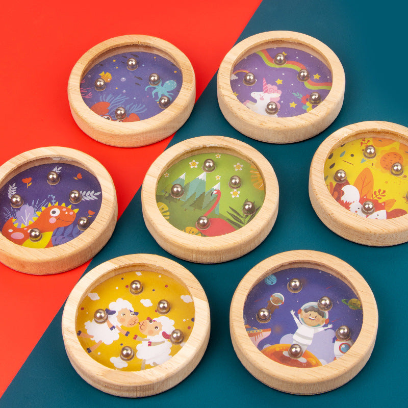 Wooden Handheld Balance Puzzle Toy Rolling Ball Brain Teaser 2