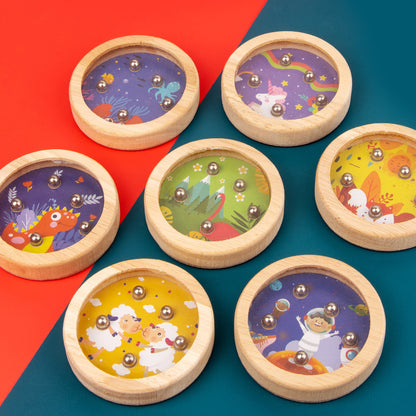 Wooden Handheld Balance Puzzle Toy Rolling Ball Brain Teaser 2