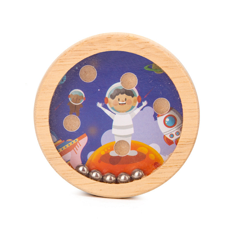 Wooden Handheld Balance Puzzle Toy Rolling Ball Brain Teaser 10