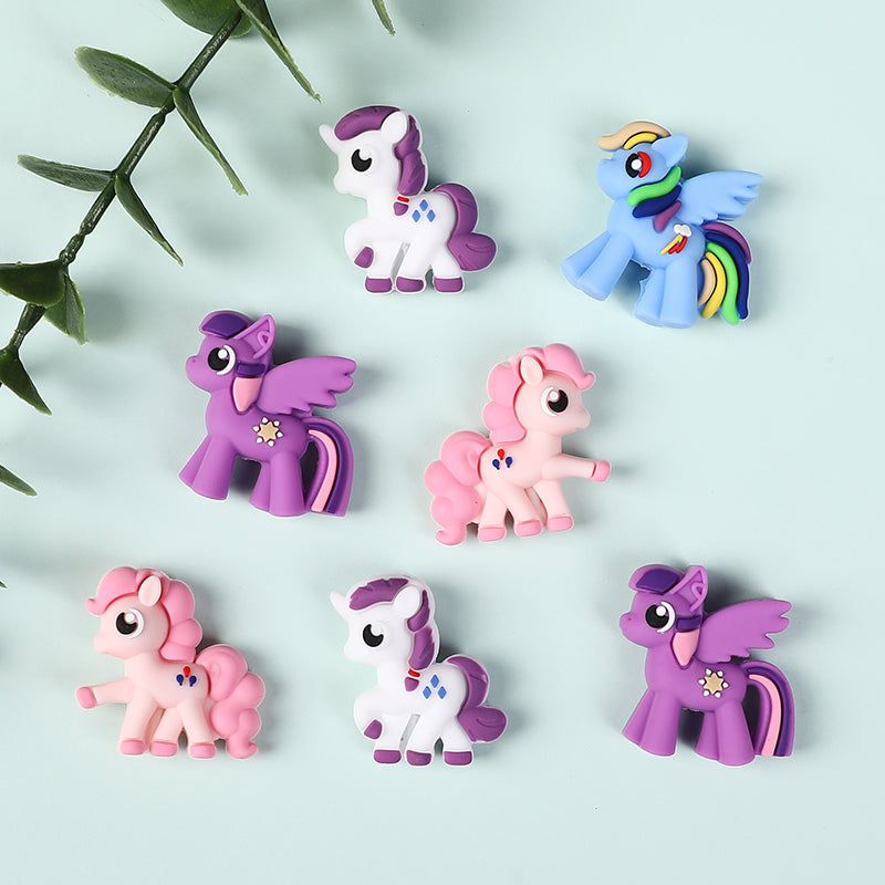 20Pcs Silicone 3D Focal Beads Pony Character Wings Spread 6