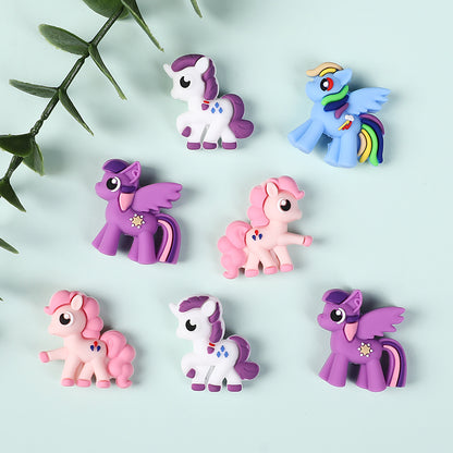20Pcs Silicone 3D Focal Beads Pony Character Wings Spread 6