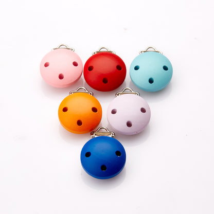 Wooden Pacifier Clip 30mm Three-Hole Round Teething Toy 2