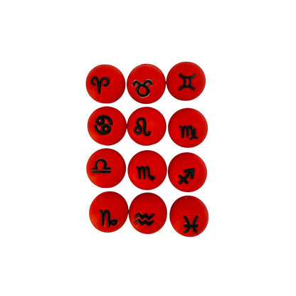 1 Set Silicone Focal Beads Twelve Constellation Symbol 15mm Round Shape 11