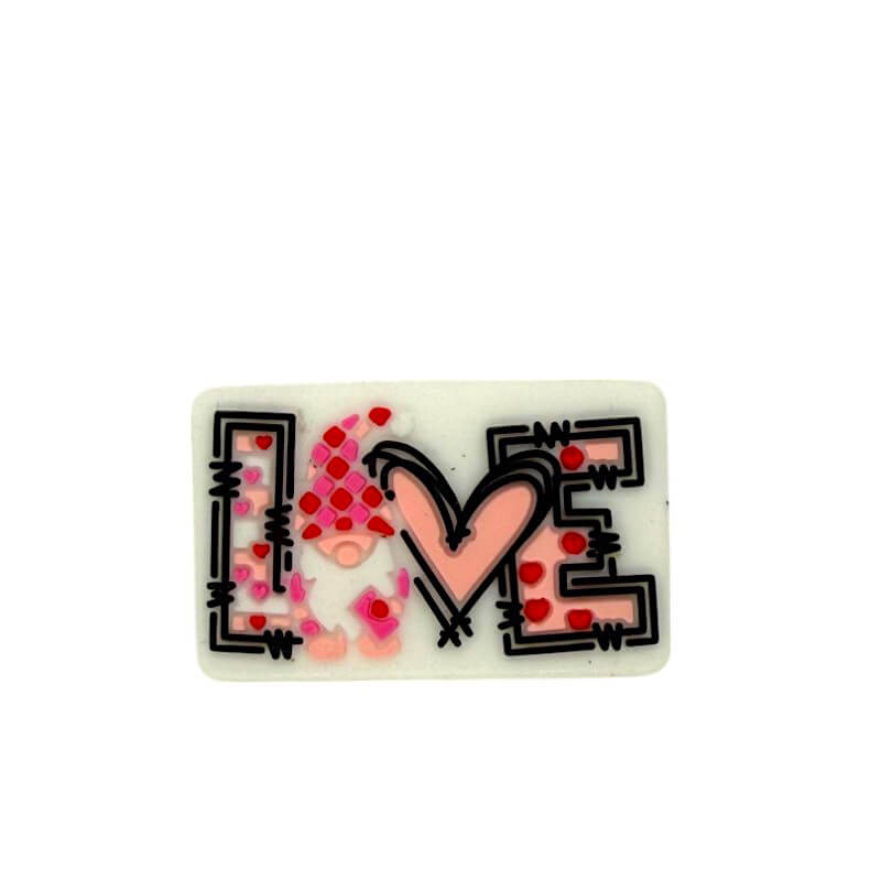 Silicone Focal Beads Valentine Love Word with Gnome Figure 2