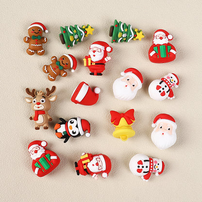 20Pcs Silicone 3D Focal Beads Christmas Themed Gingerbread Man Full Body 4