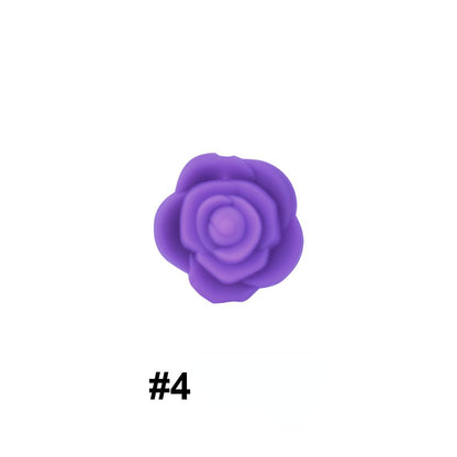 50pcs Silicone Focal Beads Rose Flower Double-Sided Design 8