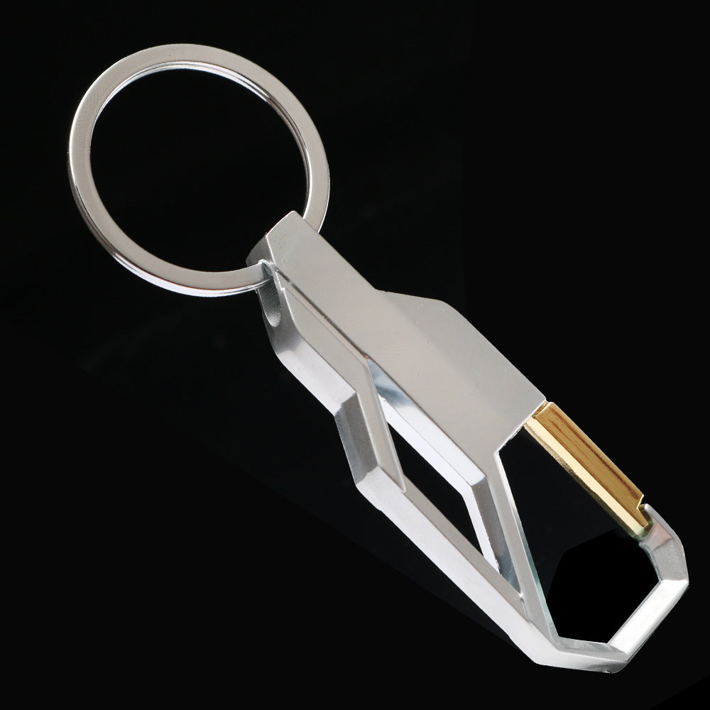 Metal Car Keychain with Genuine Leather Strap for Men 9