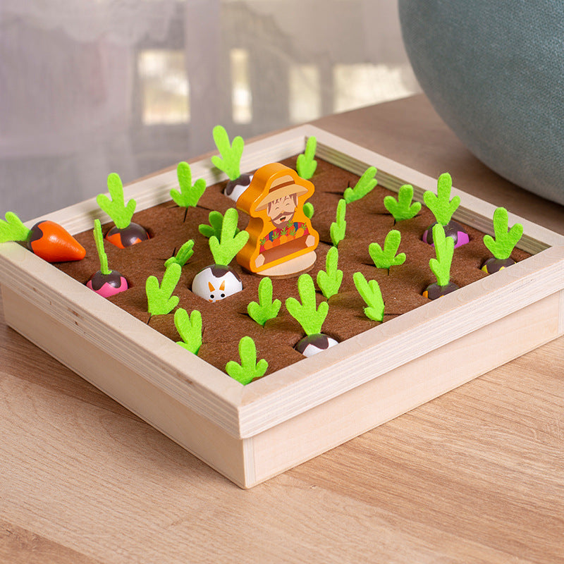 Wooden Farm Pulling Radishes Pattern Memory Chess Montessori Toy 2