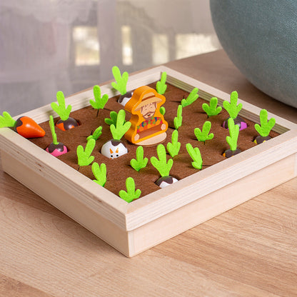 Wooden Farm Pulling Radishes Pattern Memory Chess Montessori Toy 2