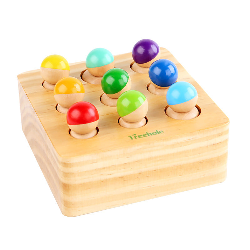 Wooden Montessori Toys Cylinder Socket Sorting Toy for Toddlers 4