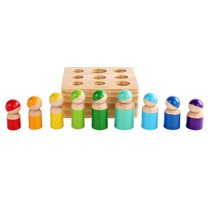 Wooden Montessori Toys Cylinder Socket Sorting Toy for Toddlers 2