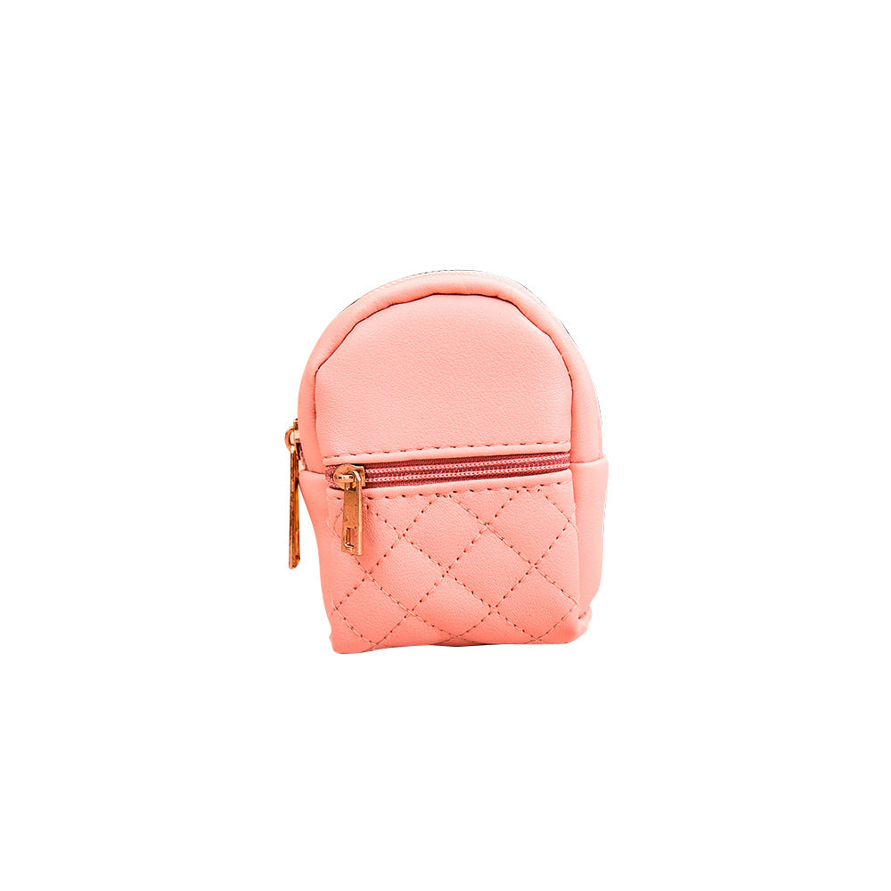 Mini Simple PU Leather Keychain Coin Purse Small Backpack Charm 5