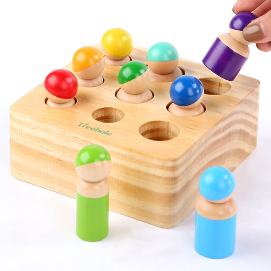 Wooden Montessori Toys Cylinder Socket Sorting Toy for Toddlers
