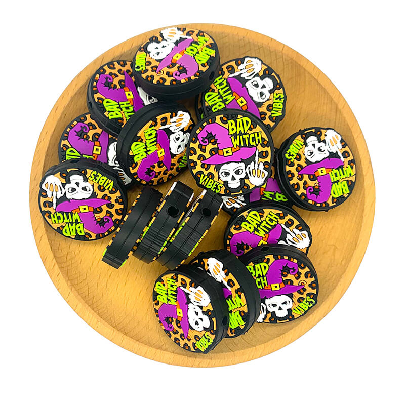 Silicone Focal Beads Bad Witch Vibes With Printed Text 2
