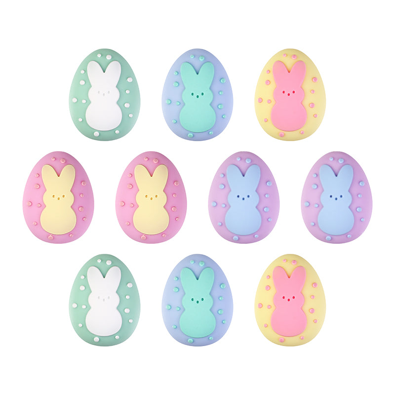 20Pcs Silicone 3D Focal Beads Easter Bunny Chick Holding Easter Egg 12