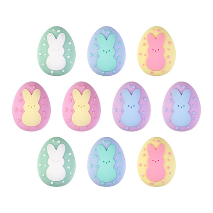 20Pcs Silicone 3D Focal Beads Easter Bunny Chick Holding Easter Egg 12