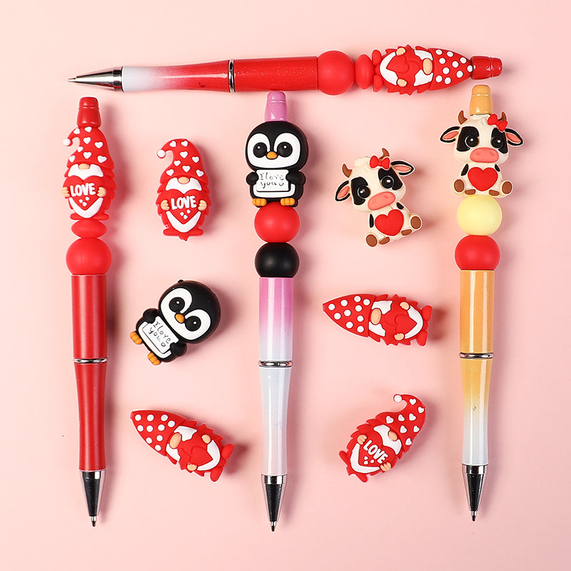 20Pcs Silicone 3D Focal Beads Valentine S Day Theme Animal Love Front Facing 5