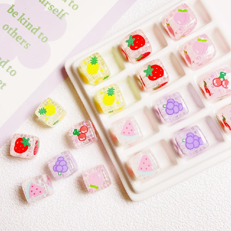 10pcs 14mm Fruit Square Transparent Acrylic Beads DIY Bracelet Making