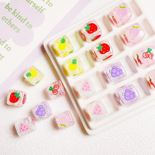 10pcs 14mm Fruit Square Transparent Acrylic Beads DIY Bracelet Making