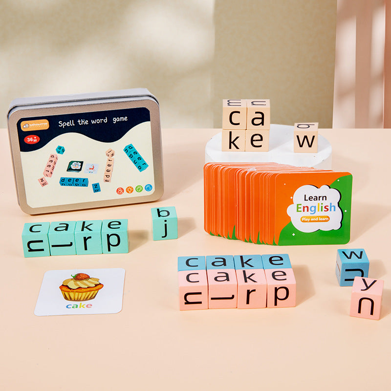 Wooden Montessori Toys Word Spelling Educational Toy for Kids 3