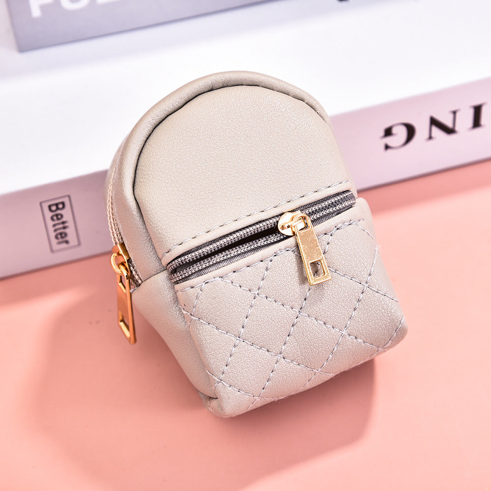 Mini Simple PU Leather Keychain Coin Purse Small Backpack Charm 3