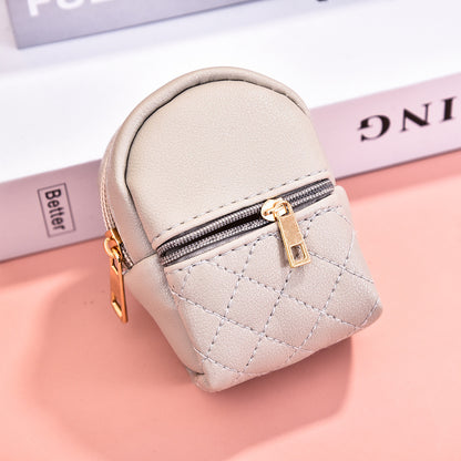 Mini Simple PU Leather Keychain Coin Purse Small Backpack Charm 3