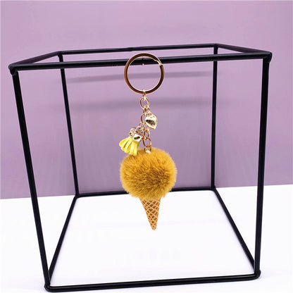Ice Cream Pom Pom Silicone Bead Keychain with Tassel Charm 9