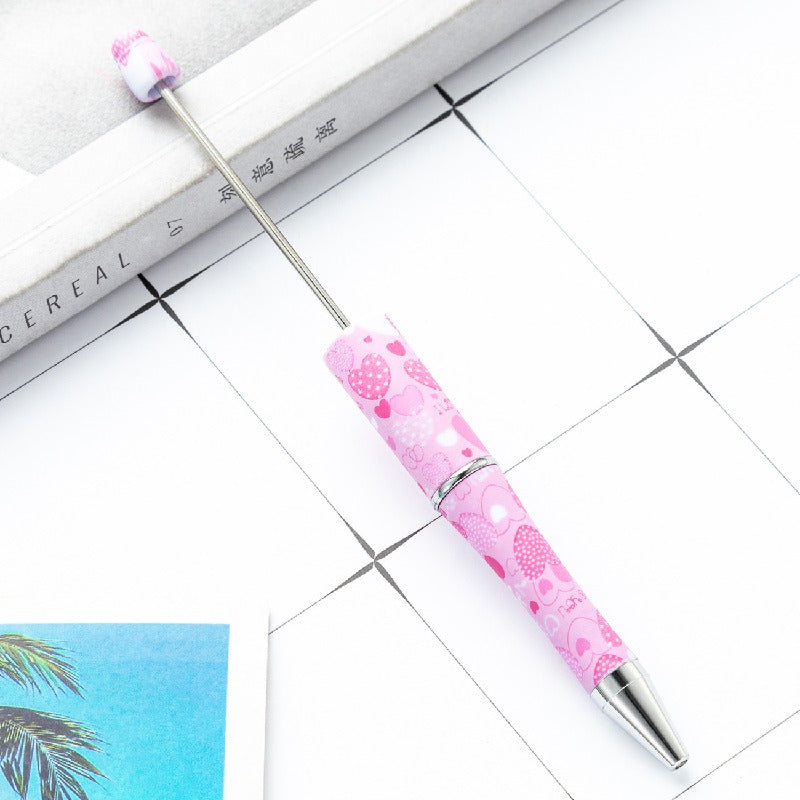 Valentine's Day Heart Print Beadable Ballpoint Pens 14.4cm DIY 18
