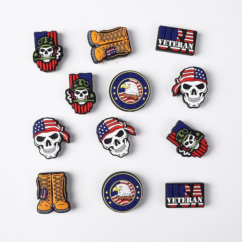 20Pcs Silicone Focal Beads USA Veterans Series Military Symbols Emblem Design 5