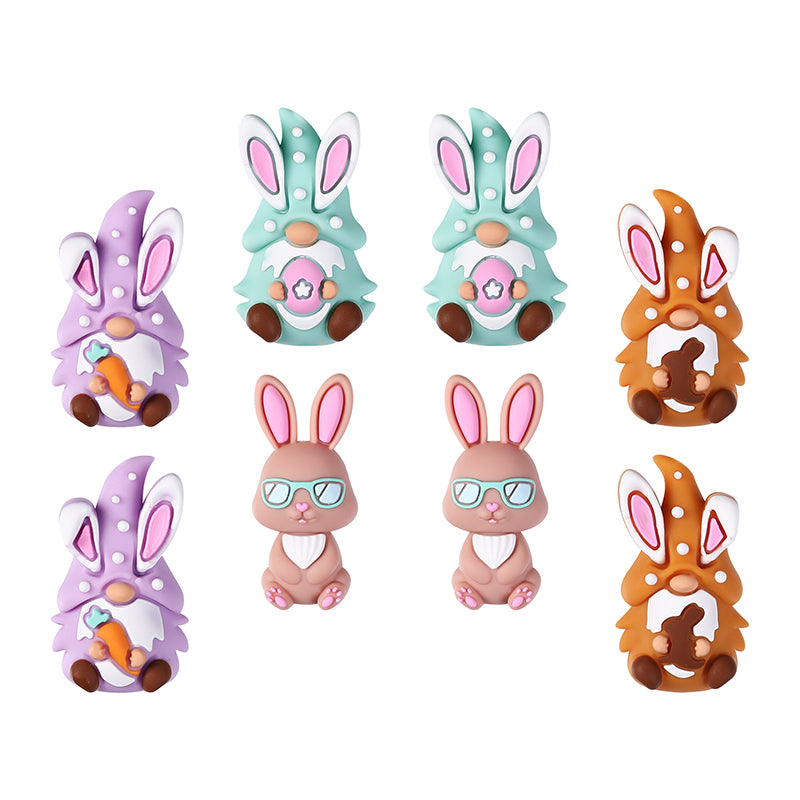 Silicone 3D Focal Beads Easter Bunny Holding Carrot Detail 7