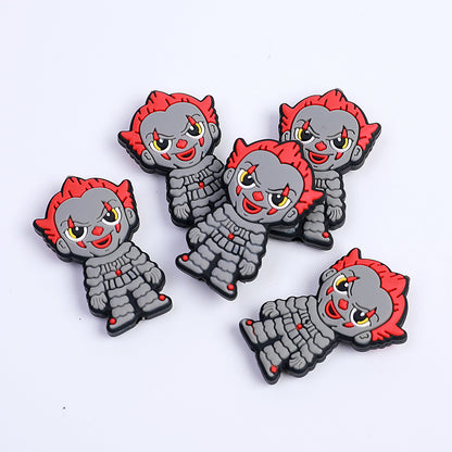 20pcs Silicone Focal Beads Halloween Horror Movie Mask Holding Knife 2