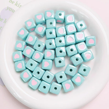 10pcs 12mm Heart Cube Acrylic Beads DIY Bracelet Making 19
